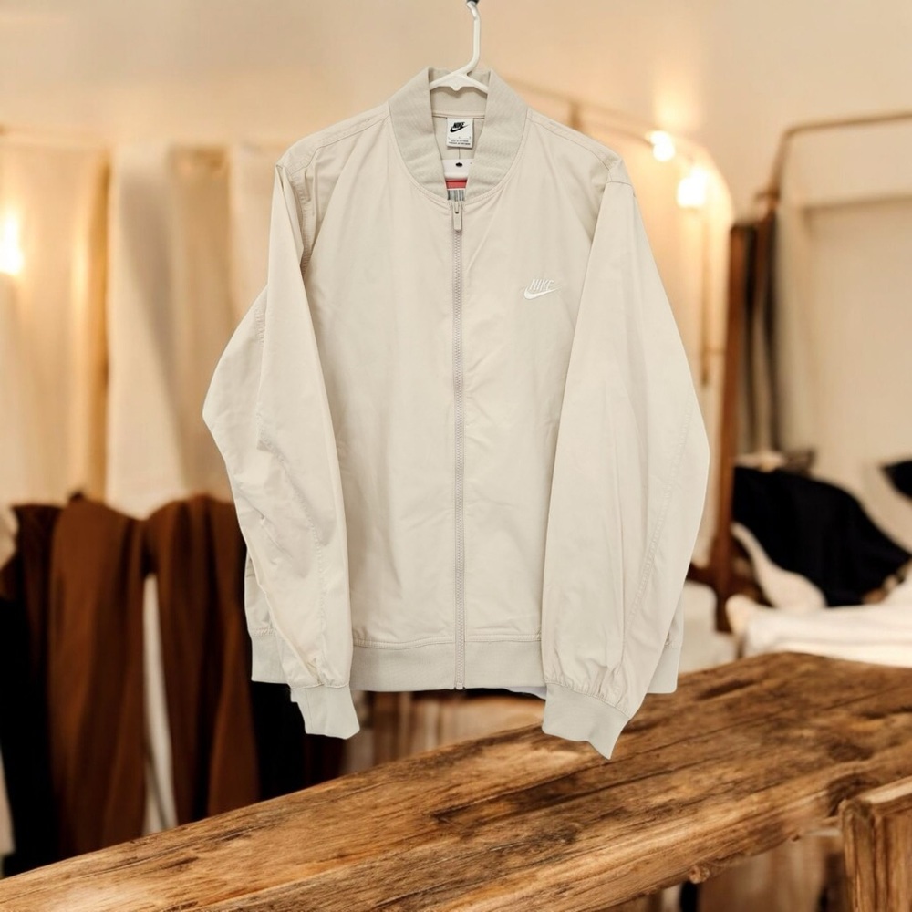 Nike Beige Unlined Bomber Windbreaker Jacket Men’s L NWT